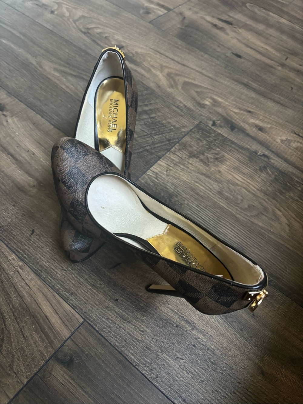 MICHAEL Michael Kors Brown Signature Logo Pointed Toe Heels